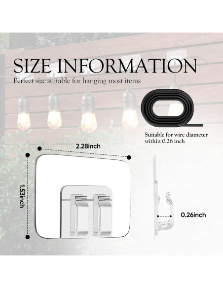 20 Ganchos Adhesivos para Luces de Cuerda Moonateen - Impermeables 20 Ganchos Adhesivos para Luces de Cuerda Moonateen - Impermeables