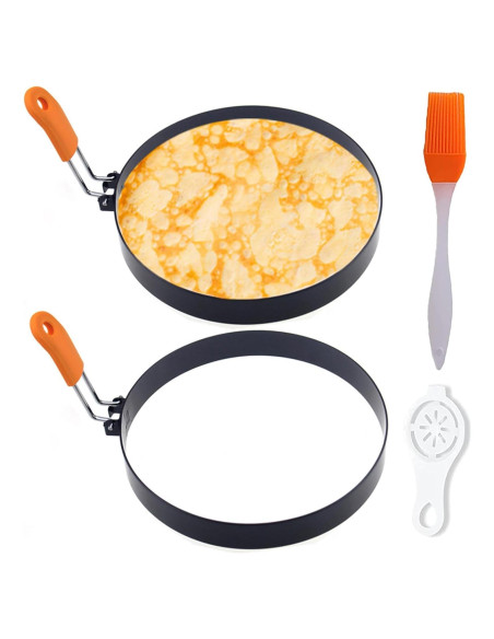 Anillos de Pancake WOWITIS 6" Acero Inoxidable Antiadherente Anillos de Pancake WOWITIS 6" Acero Inoxidable Antiadherente