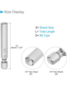 Punta de Llave Hexagonal CoCud 1/4" 5 cm Acero S2 - 3 Piezas 2