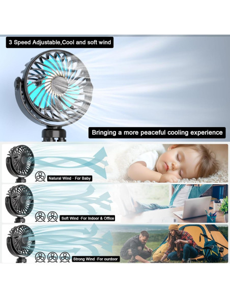 Ventilador Mini Portátil JYJZPB Clip On 3 Velocidades Recargable Ventilador Mini Portátil JYJZPB Clip On 3 Velocidades Recargable