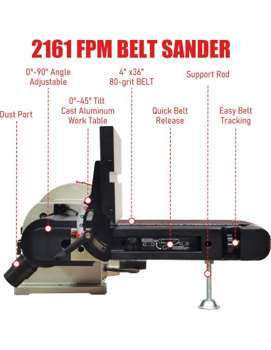 Lijadora de Banco Bucktool 4x36" Banda y 8" Disco 3/4HP