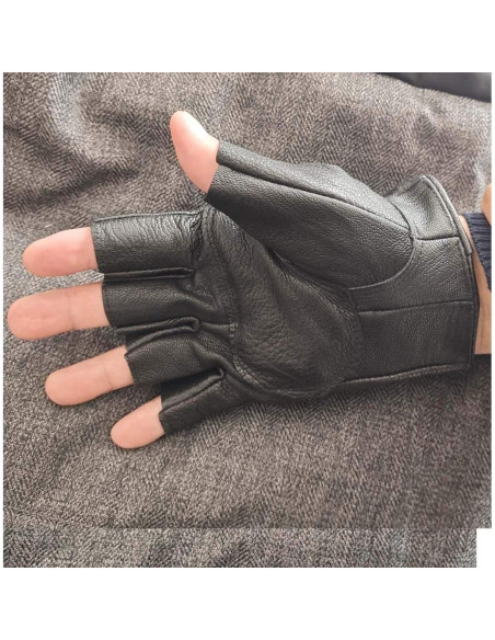 Guantes Sin Dedos Maysong Punk Gótico Unisex Cuero 15.5cm Guantes Sin Dedos Maysong Punk Gótico Unisex Cuero 15.5cm