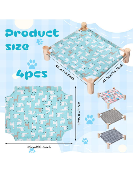Cama Hamaca para Gatos Mixweer 4 Pcs Madera Elevada 53x48 cm Cama Hamaca para Gatos Mixweer 4 Pcs Madera Elevada 53x48 cm