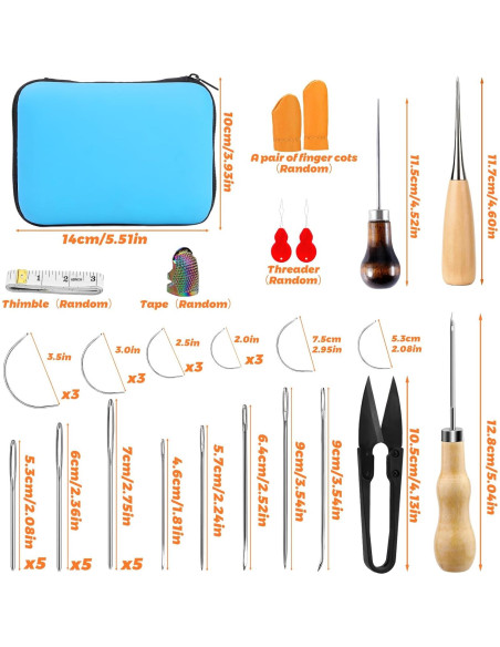 Kit de Costura de Cuero Tikjiua 50 Pcs con Agujas y Hilo Kit de Costura de Cuero Tikjiua 50 Pcs con Agujas y Hilo