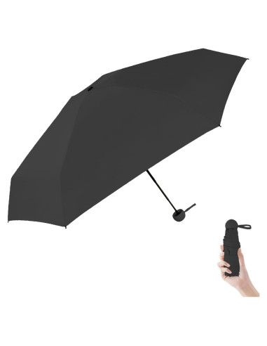 Mini Paraguas Plegable UV 50+ Ligero para Viaje - Negro