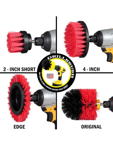 Juego de Cepillos de Limpieza Drillbrush Rojo 4 y 2"