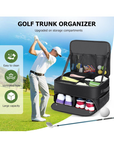 Organizador de Maletero de Golf Misoda con Almacenamiento para 2 Pares de Zapatos