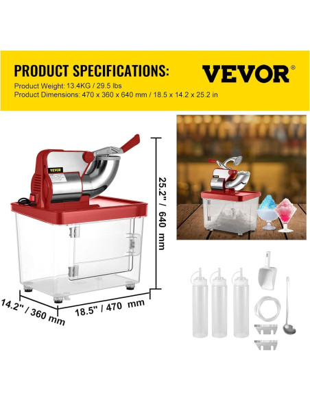 Máquina de Hielo VEVOR 300W 661 kg/h Doble Cuchilla 50L Máquina de Hielo VEVOR 300W 661 kg/h Doble Cuchilla 50L