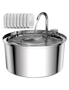 Fuente de Agua para Gatos Tomxcute 3.2L Acero Inoxidable + 8 Filtros
