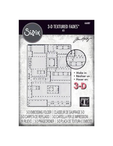 Carpeta de Embossing 3D Tim Holtz Sizzix A5 Textura Industrial