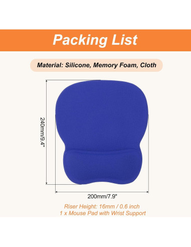 Almohadilla de Ratón Ergonómica PATIKIL con Reposamuñecas Azul