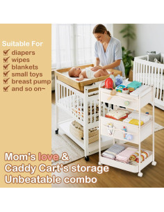 Cesta para Pañales BOPHILI Beige, Organizador Móvil de Fieltro y Metal 2