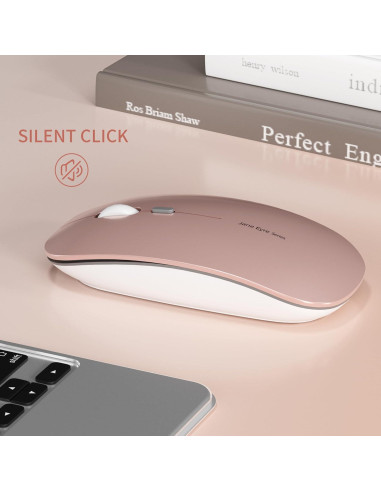 Ratón Inalámbrico Recargable Uciefy Q5 Silencioso Oro Rosa