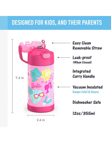 Botella de Agua THERMOS FUNtainer 354 ml con Pajilla - Barbie