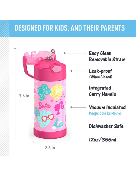 Botella de Agua THERMOS FUNtainer 354 ml con Pajilla - Barbie Botella de Agua THERMOS FUNtainer 354 ml con Pajilla - Barbie