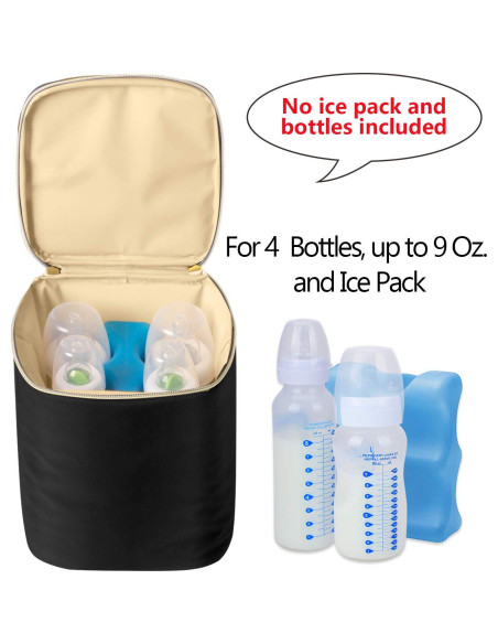 Bolsa Enfriadora de Leche Materna Teamoy Negra para 4 Biberones Bolsa Enfriadora de Leche Materna Teamoy Negra para 4 Biberones