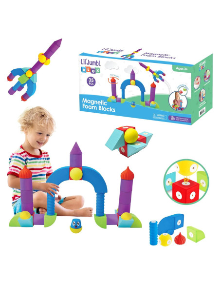 Bloques Magnéticos de Espuma Lil' Jumbl - Set de 35 Piezas Bloques Magnéticos de Espuma Lil' Jumbl - Set de 35 Piezas