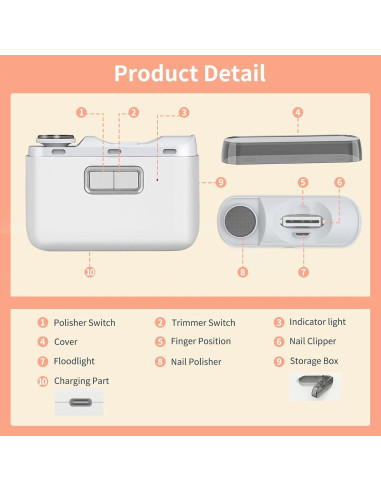 Cortador y Limador de Uñas Eléctrico WEIHUINET 3 en 1 USB