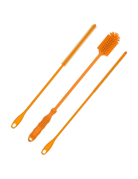 Juego de 3 cepillos de silicona PEUTIER para botellas y popotes Juego de 3 cepillos de silicona PEUTIER para botellas y popotes
