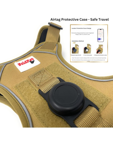 Arnés para Perro BOLDPET con Soporte para Airtag - Grande KHAKI