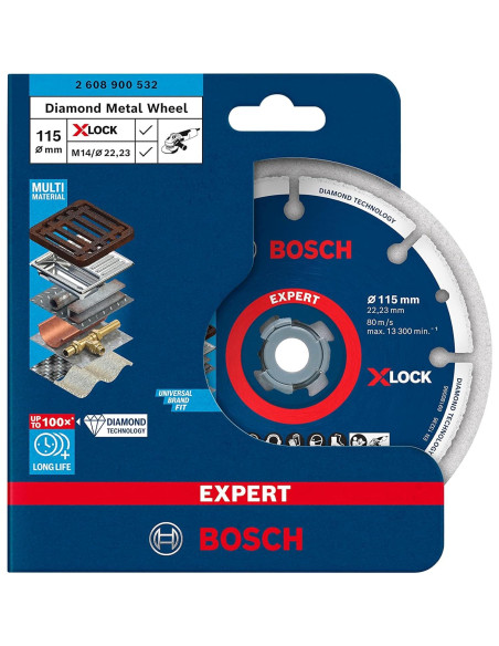 Disco de Corte de Diamante Bosch 115 mm X-Lock para Metal Disco de Corte de Diamante Bosch 115 mm X-Lock para Metal