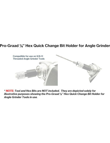 Convertidor de Punta Hexagonal Pro-Graad 1/4" para Amoladoras 5/8-11