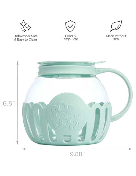 Popcorn Popper Ecolution 3 Cuartos Vidrio Sin BPA Aqua Popcorn Popper Ecolution 3 Cuartos Vidrio Sin BPA Aqua