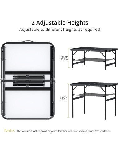 Mesa de Camping Plegable Anbte 91x61 cm Ajustable Negra