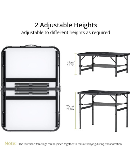 Mesa de Camping Plegable Anbte 91x61 cm Ajustable Negra Mesa de Camping Plegable Anbte 91x61 cm Ajustable Negra