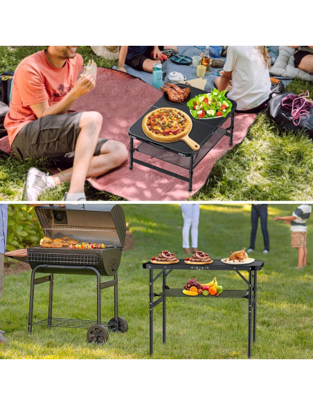 Mesa de Camping Plegable Anbte 91x61 cm Ajustable Negra Mesa de Camping Plegable Anbte 91x61 cm Ajustable Negra