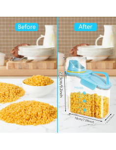 Contenedores de Cereal Herméticos GOKBUY 2Pcs 1.6L Azul/Blanco 2