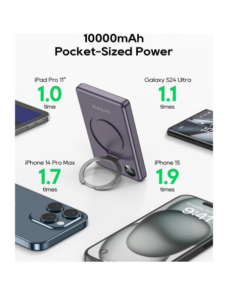 Batería Externa Magnética Kuulaa 10000mAh Carga Rápida PD 20W Batería Externa Magnética Kuulaa 10000mAh Carga Rápida PD 20W