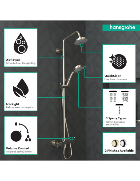 Conjunto de Ducha Hansgrohe Croma Niquel Cepillado 27169821 Conjunto de Ducha Hansgrohe Croma Niquel Cepillado 27169821