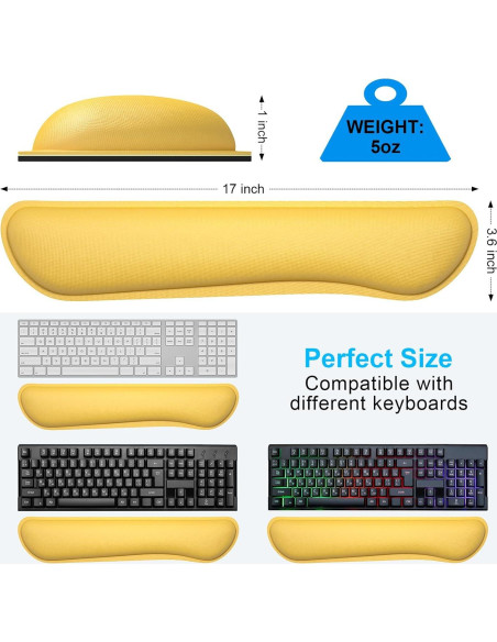 Reposamuñecas Ergonómico Dapesuom Amarillo Albaricoque 43x9cm Reposamuñecas Ergonómico Dapesuom Amarillo Albaricoque 43x9cm