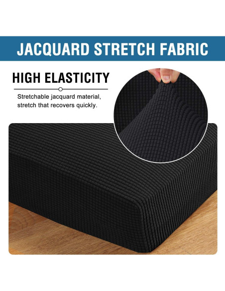 Funda de Cojín Estirable H.VERSAILTEX para Silla Negra Funda de Cojín Estirable H.VERSAILTEX para Silla Negra