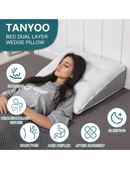 Almohada en Cuña TANYOO 19 cm Espuma Viscoelástica Alivio Reflujo Almohada en Cuña TANYOO 19 cm Espuma Viscoelástica Alivio Reflujo