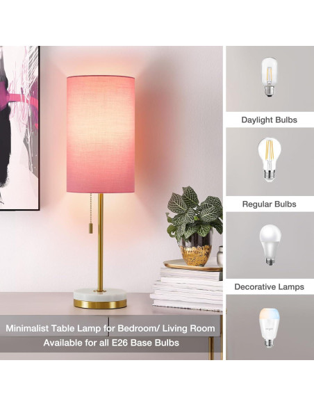 Lámpara de Mesa Minimalista Luvkczc con Base de Mármol Rosa Lámpara de Mesa Minimalista Luvkczc con Base de Mármol Rosa