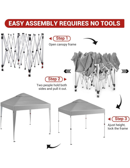 Carpa de dosel pop-up GarveeLife 3x3m gris a prueba de agua Carpa de dosel pop-up GarveeLife 3x3m gris a prueba de agua