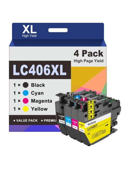 Cartuchos de tinta compatibles GoToners LC406 XL para Brother (4 colores) Cartuchos de tinta compatibles GoToners LC406 XL para Brother (4 colores)
