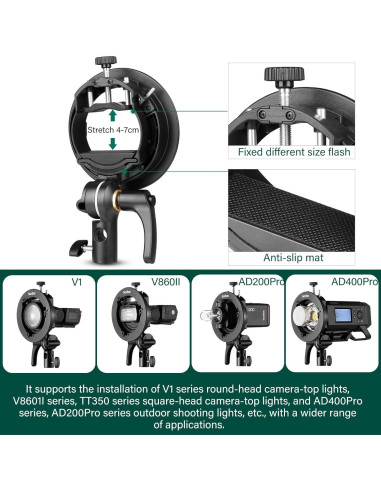 Soporte Godox S2 para Speedlite y Montura Bowens - 0.88 kg
