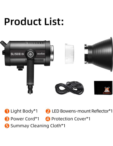 Godox SL150IIIBi 160W Luz LED Continua Ajustable 2800K-6500K