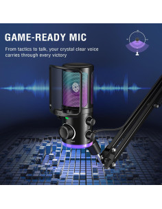 Micrófono USB FIFINE AM6 con Soporte de Brazo y RGB 2
