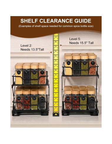 Organizador de Especias Deslizante Lsgddm 2 Niveles Acero Inoxidable