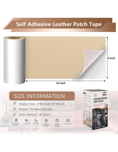 Cinta de Reparación de Cuero Autoadhesiva OAZ 10x160 cm Beige