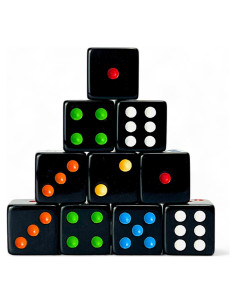 Conjunto de Dados D6 Luck Lab 10 Piezas 16mm Multicolor