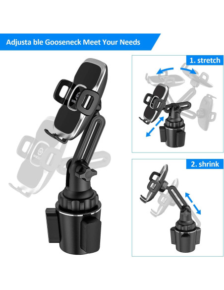 Soporte para Teléfono en Portavasos WixGear Ajustable Negro Soporte para Teléfono en Portavasos WixGear Ajustable Negro