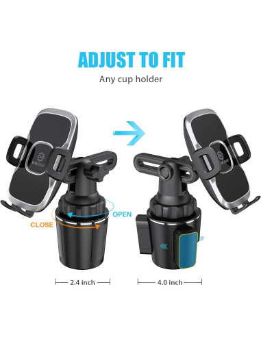 Soporte para Teléfono en Portavasos WixGear Ajustable Negro