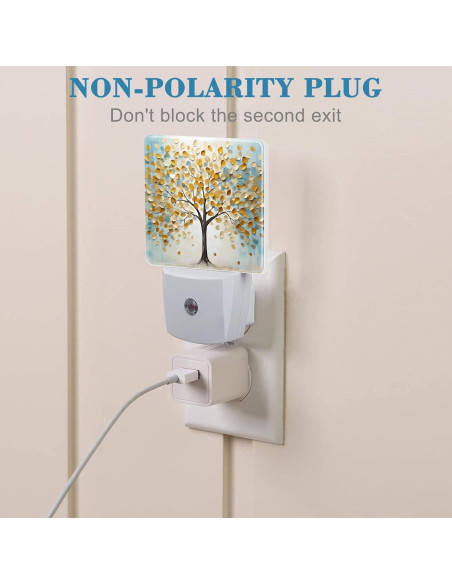 Luz Nocturna Enchufable LED Uiaoiais Árbol Dorado 5x5cm Luz Nocturna Enchufable LED Uiaoiais Árbol Dorado 5x5cm