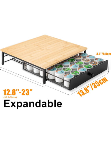 Soporte de Cajón para 36 Cápsulas de Café ROWISE de Bambú