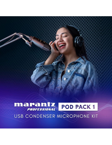 Kit Completo de Podcast Marantz Pro - Micrófono USB y Soporte Ajustable